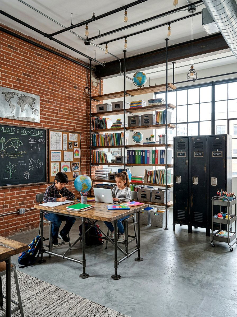 Industrial Homeschool Space - 30 home schoolroom ideas