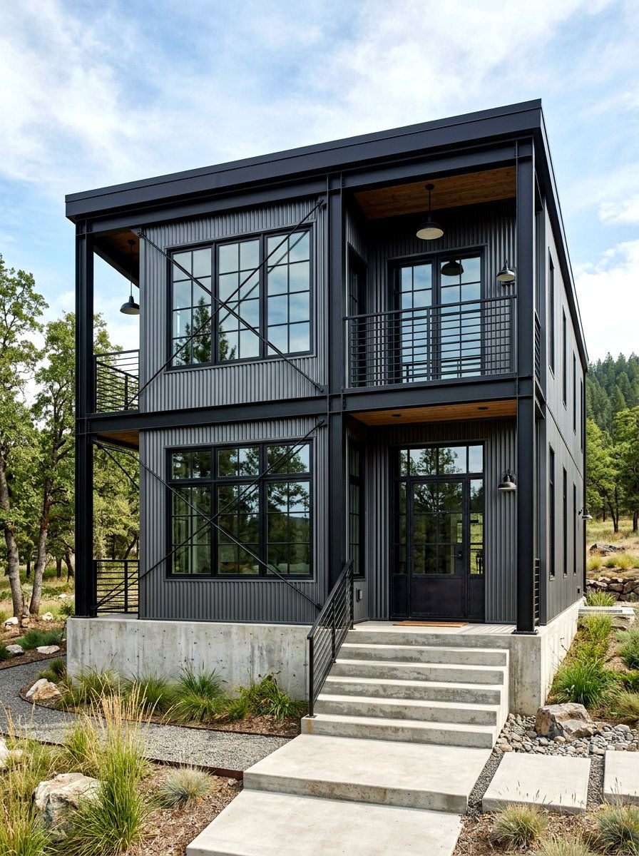 Industrial House Black Trim - 30 black trim exterior ideas