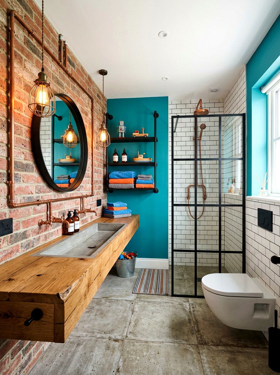 Industrial Kids Bathroom - 30 small kids bathroom ideas