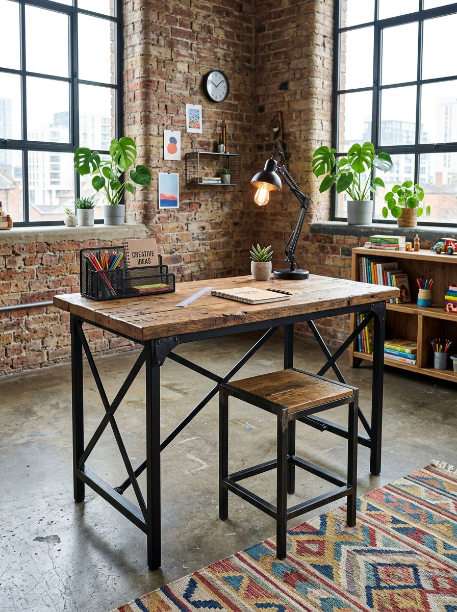 Industrial Kids Desk - 30 homework studio kids ideas