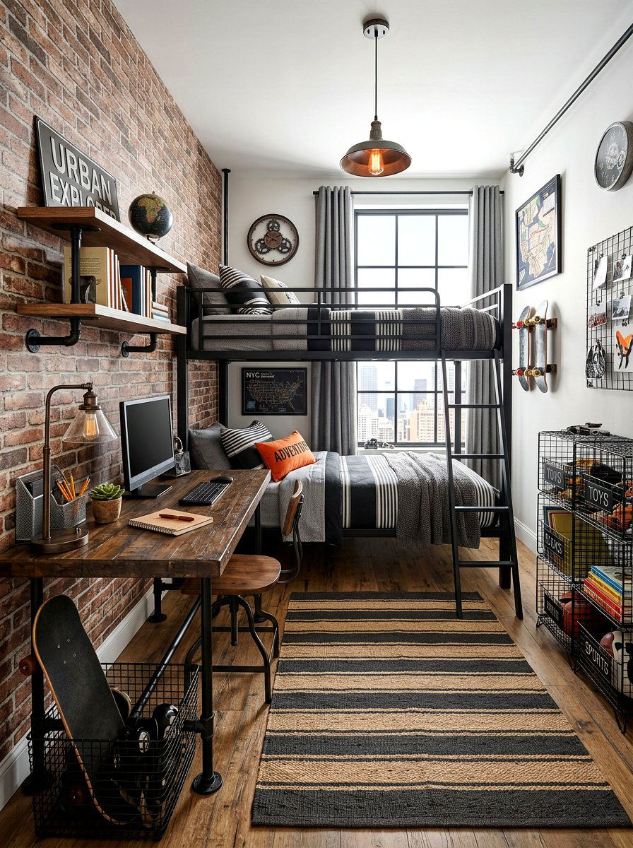 Industrial Kids Room - 30 Pinterest kids room ideas