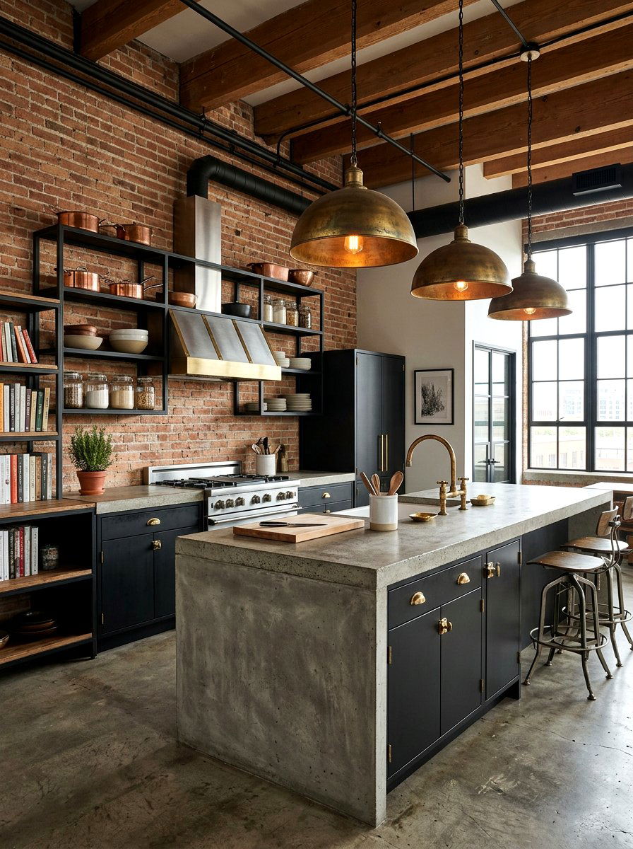 Industrial Kitchen Brass Accents - 30 unlacquered brass kitchen ideas