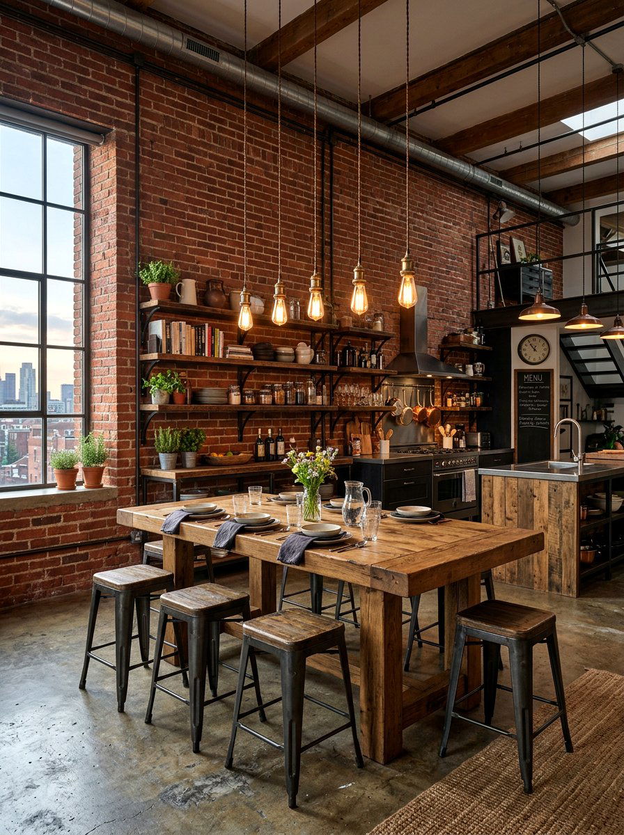 Industrial Kitchen Dining Space - 30 kitchen dining combo ideas