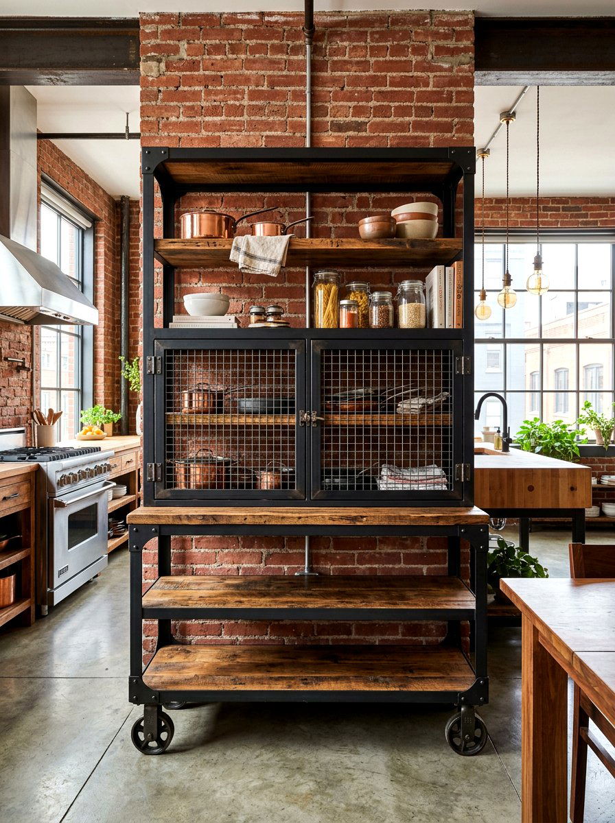 Industrial Kitchen Hutch - 30 hutch kitchen storage ideas