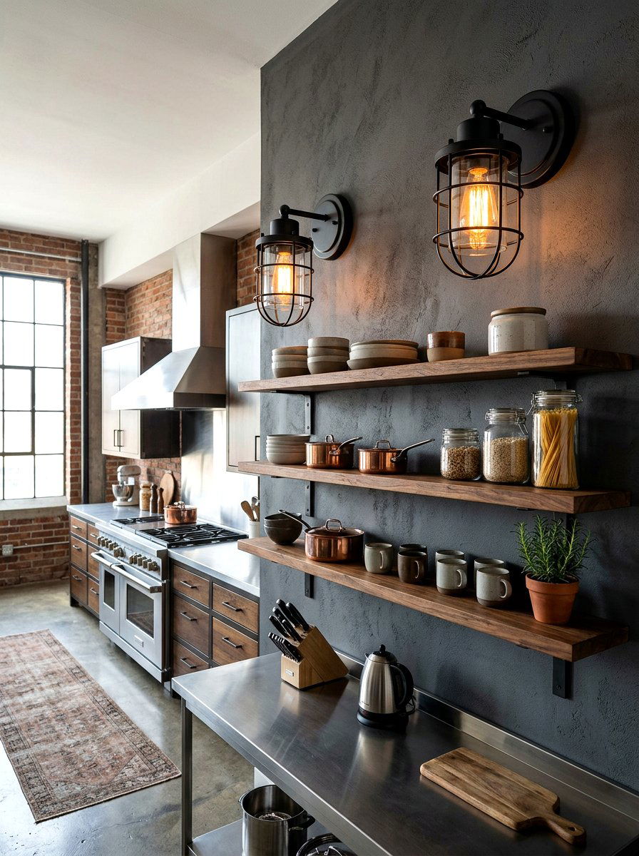 Industrial Kitchen Wall Sconce - 30 moody lamp lit kitchen ideas