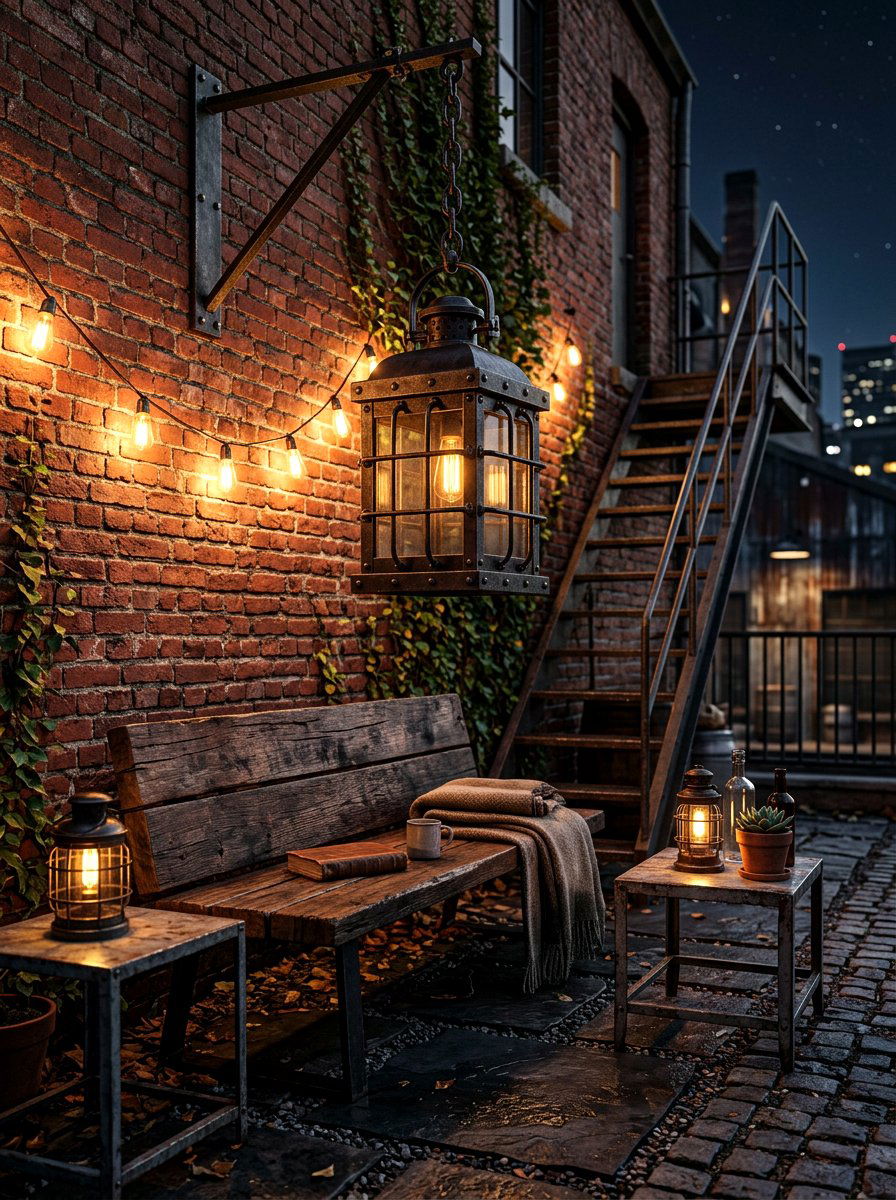 Industrial Lantern Backyard Space - 30 candle lantern patio ideas