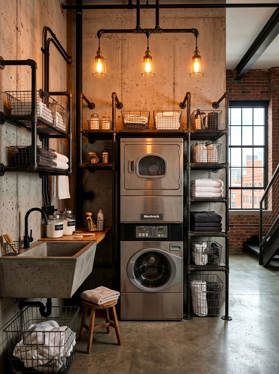 Industrial Laundry Nook - 30 laundry nook ideas