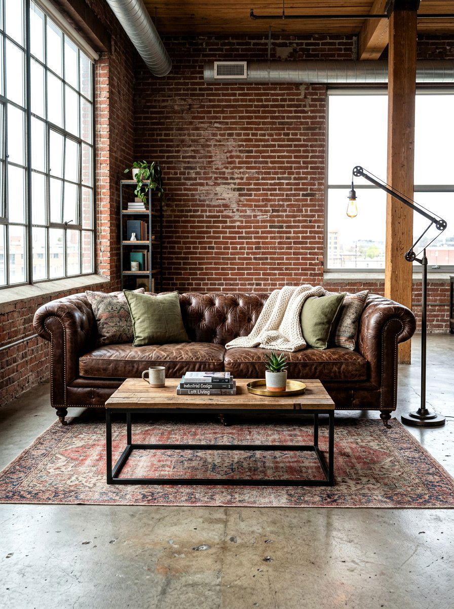 Industrial Leather Sofa - 30 sofa styling ideas