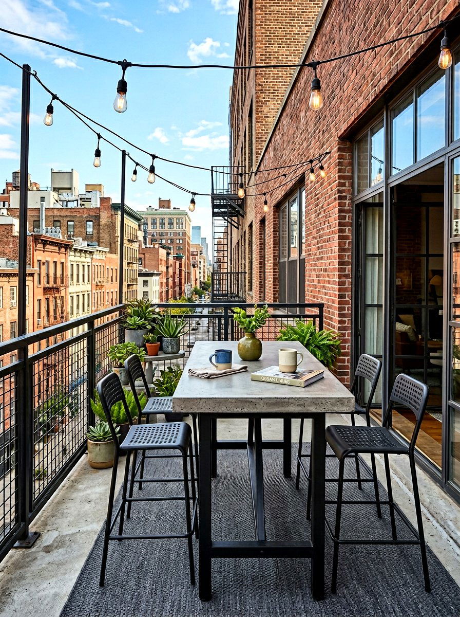 Industrial Loft Balcony - 30 outdoor breakfast nook ideas