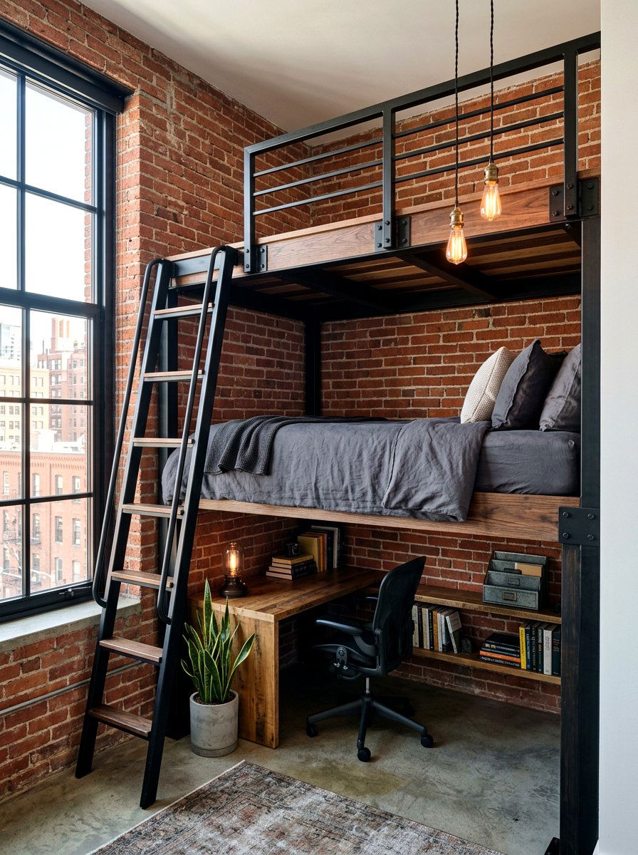 Industrial Loft Bed Nook - 30 bed nook alcove ideas