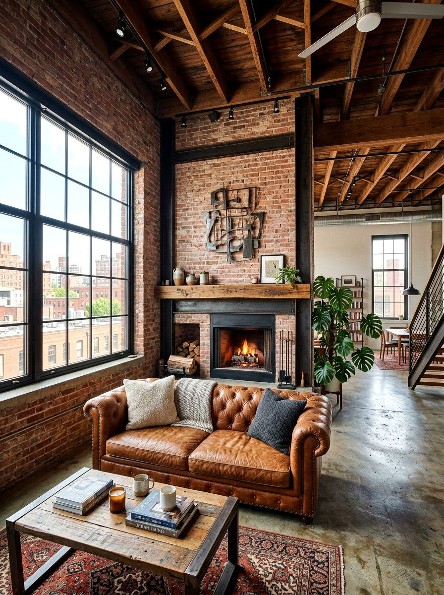 Industrial Loft Brick Fireplace - 30 brick fireplace ideas