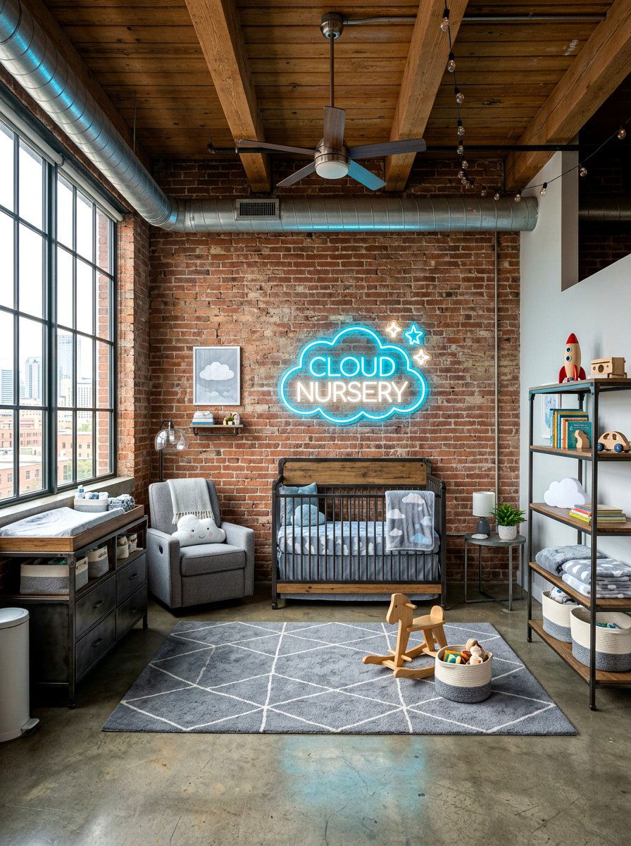 Industrial Loft Cloud Nursery - 30 cloud nursery ideas