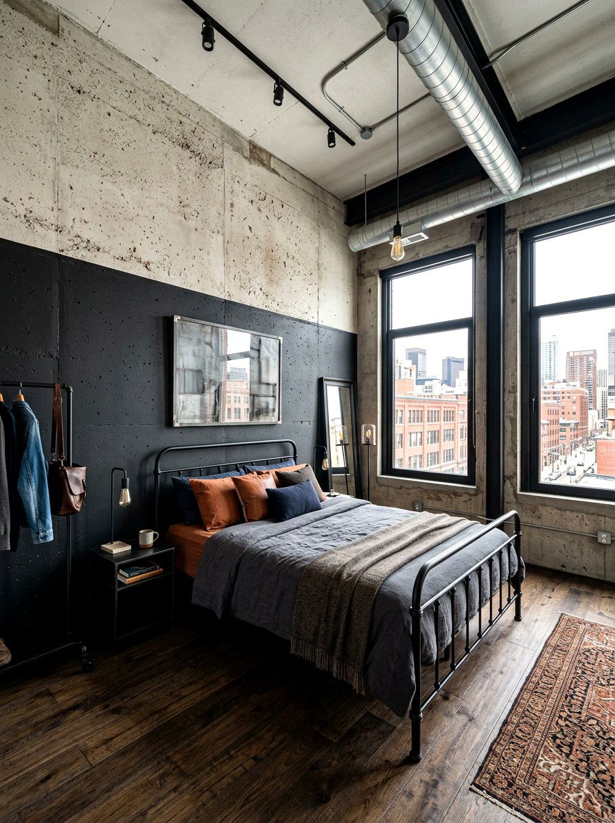 Industrial Loft Concrete Black - 30 two tone wall paint ideas