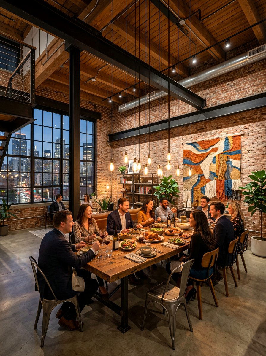 Industrial Loft Dinner Space - 30 dinner party hosting room ideas