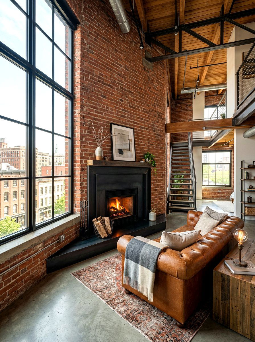 Industrial Loft Fireplace Nook - 30 fireplace reading nook ideas