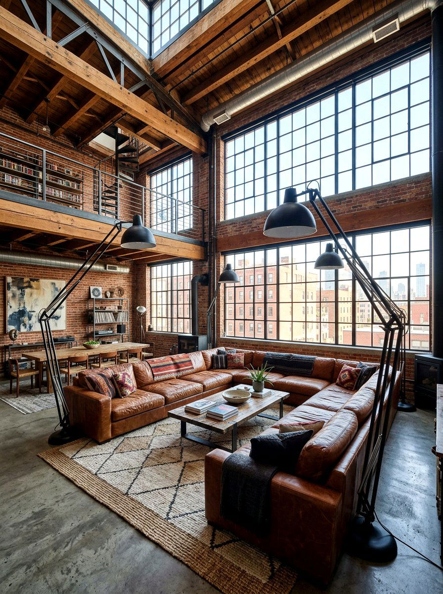 Industrial Loft Living Room - 30 lamp lit living room ideas