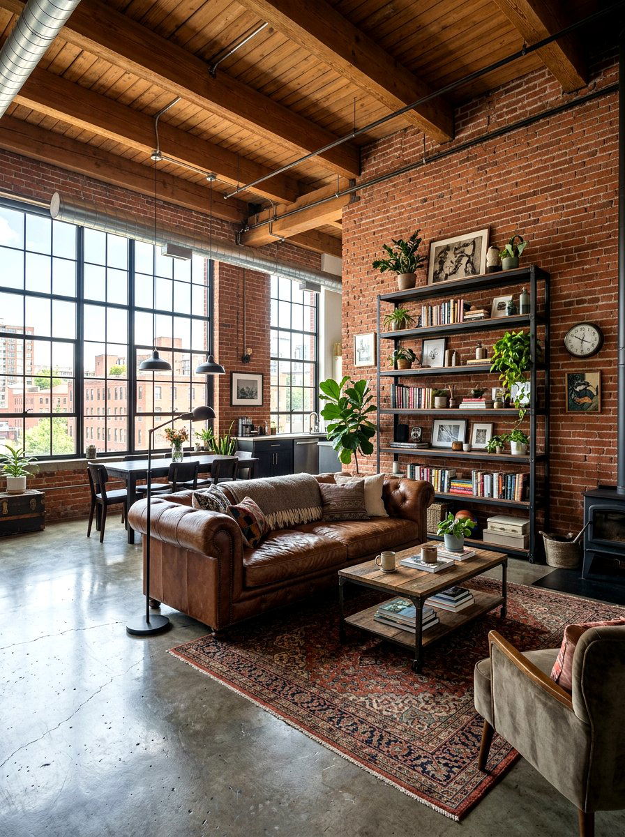 Industrial Loft Living Room - 30 small space living room ideas