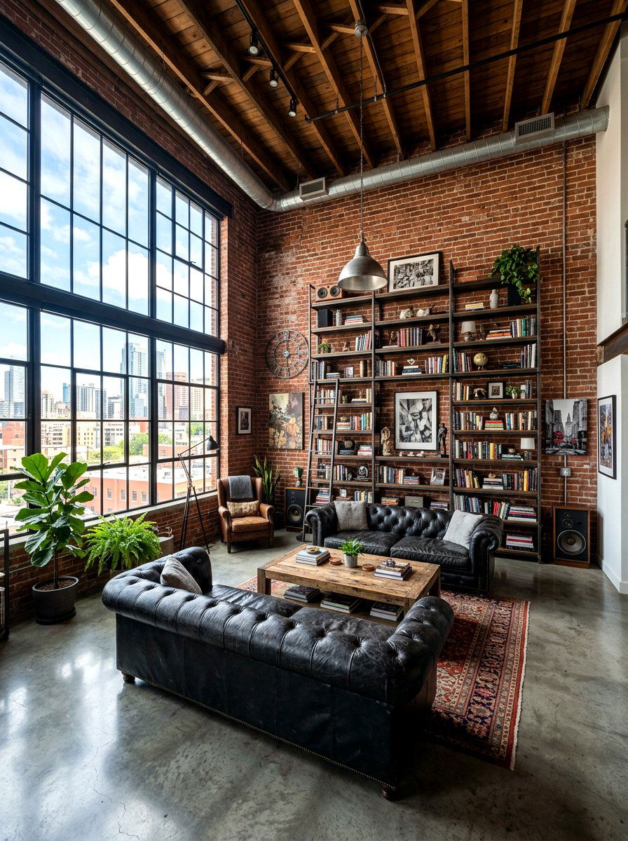 Industrial Loft Living Room - 30 designer showroom living room ideas