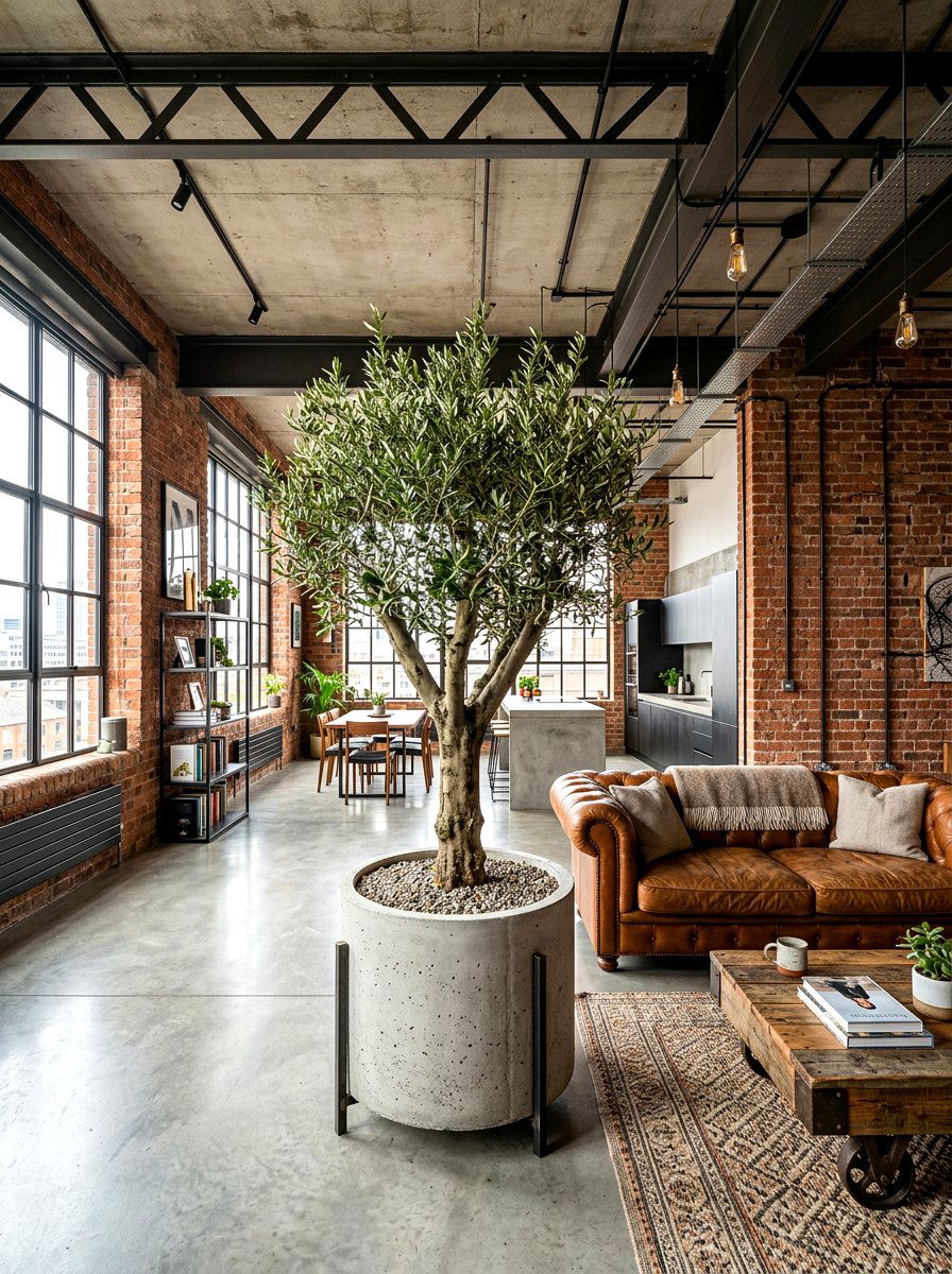 Industrial Loft Living Room Olive Tree - 30 olive tree decor ideas