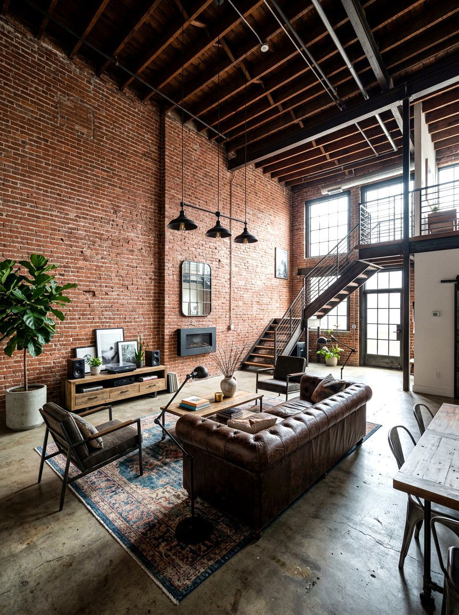 Industrial Loft Living Room - 30 apartment living room ideas