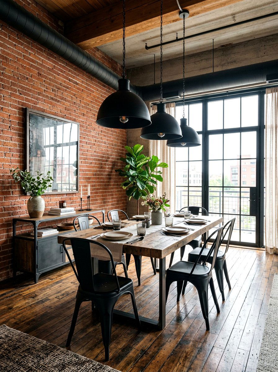 Industrial Loft Metal Wood Mix - 30 eclectic dining room ideas