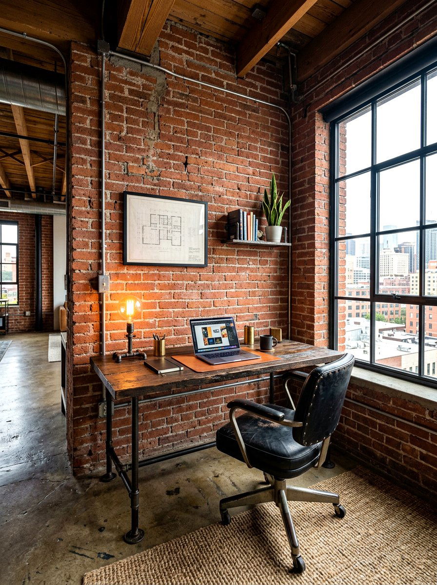 Industrial Loft Nook - 30 office nook apartment ideas