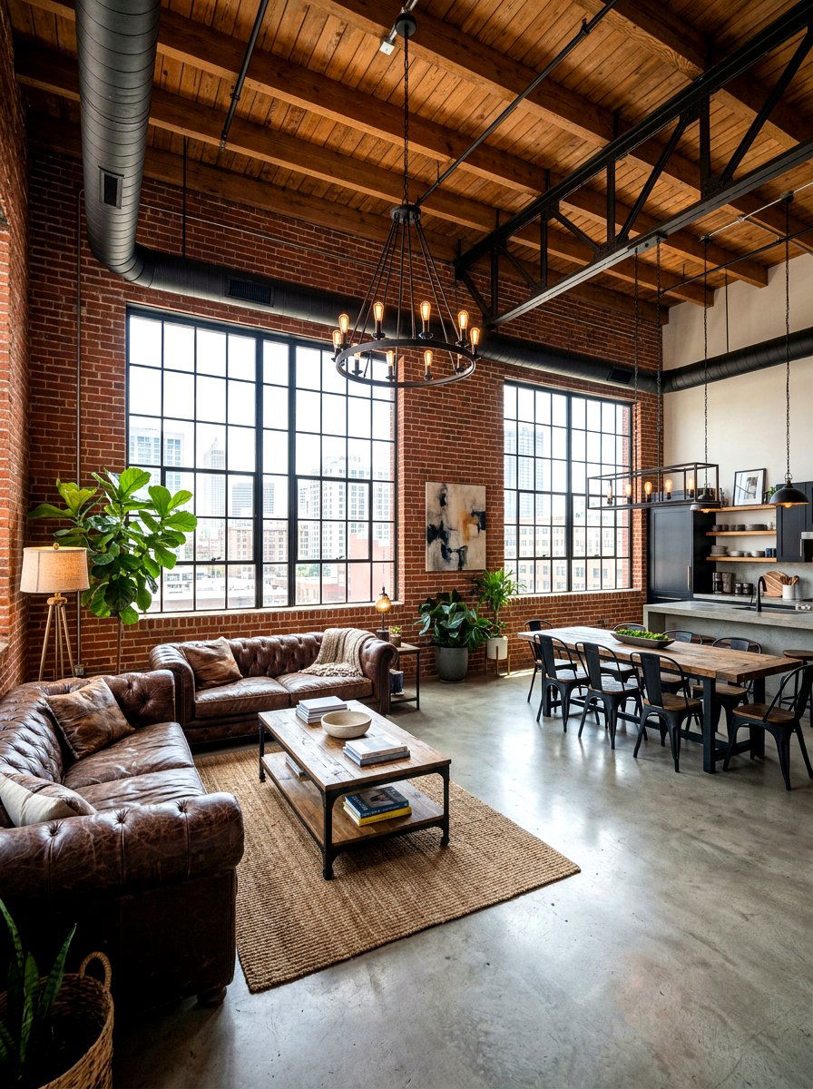 Industrial Loft Open Living Area - 30 open concept living room ideas