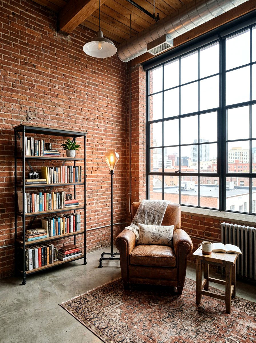 Industrial Loft Reading Space - 30 reading corner ideas
