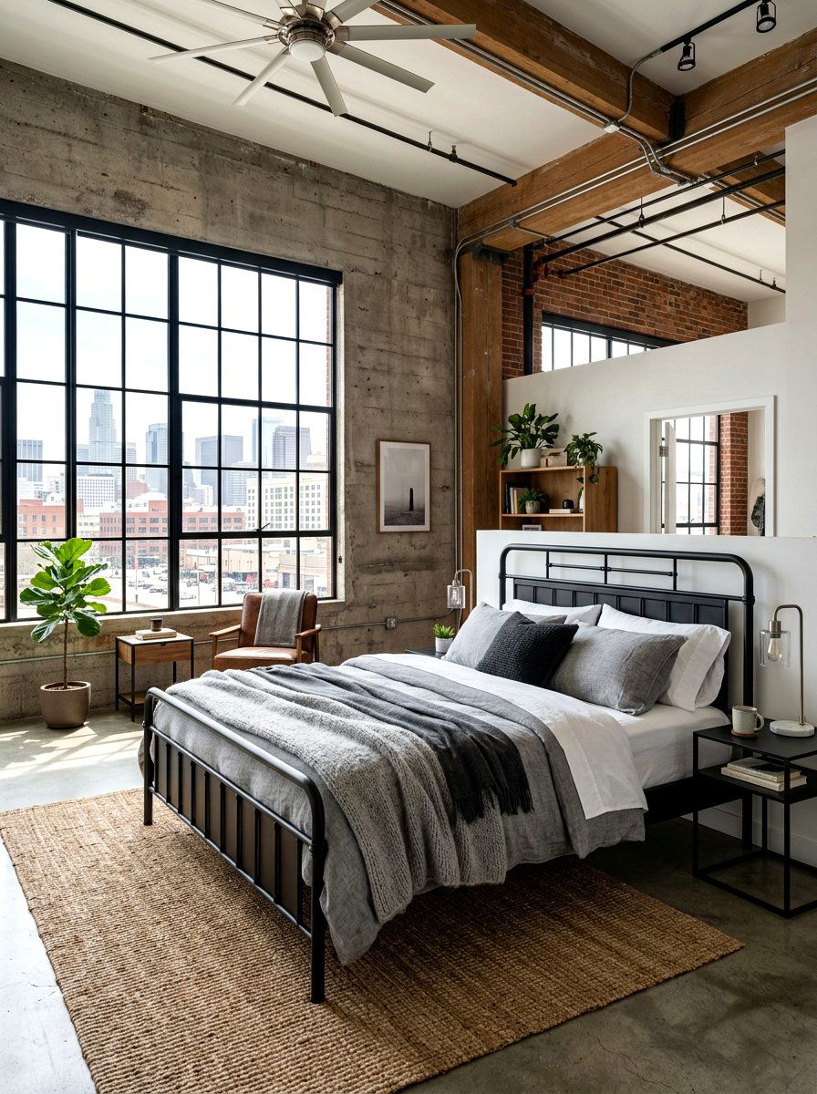 Industrial Loft Style - 30 cozy bedroom ideas