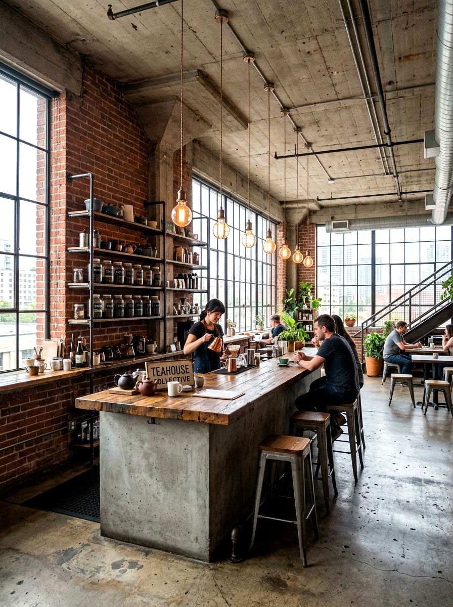 Industrial Loft Tea Bar - 30 tea party kitchen ideas