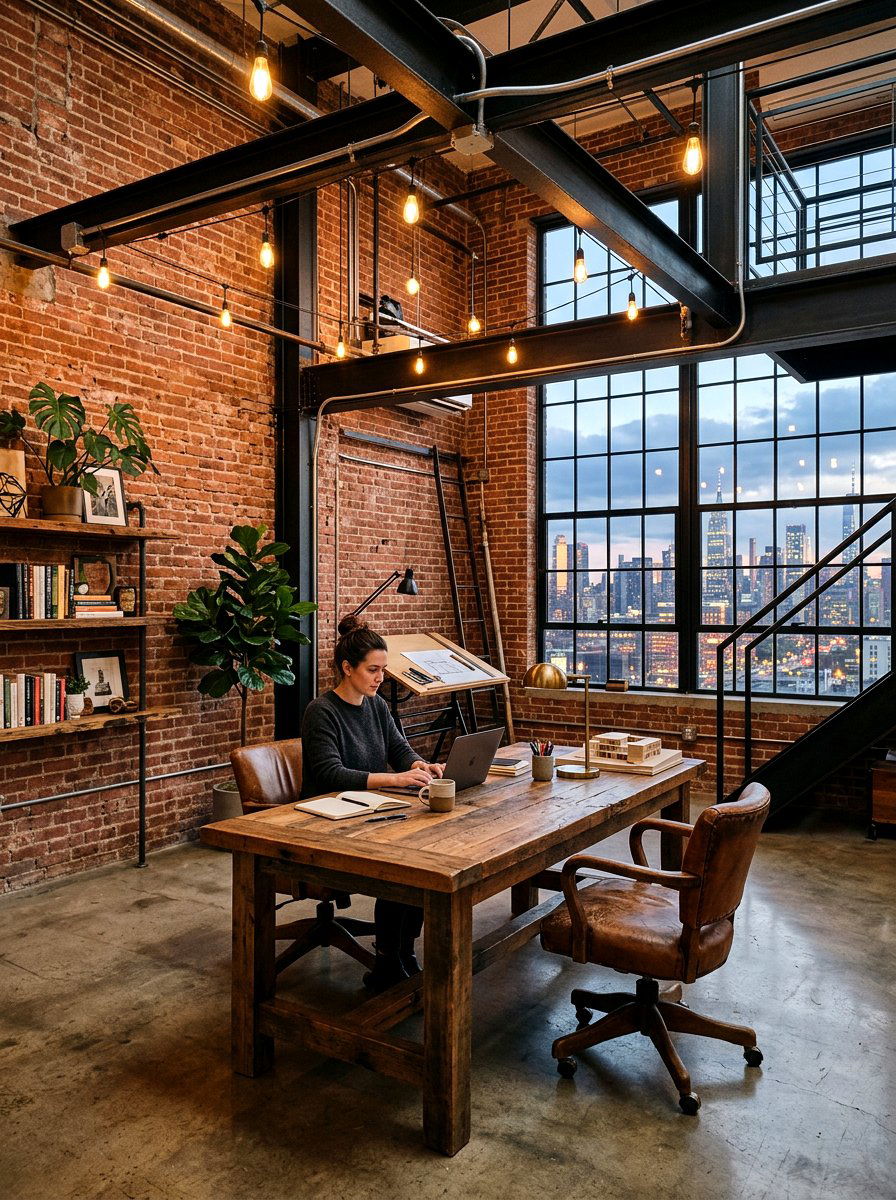 Industrial Loft Workspace - 30 boutique studio office ideas