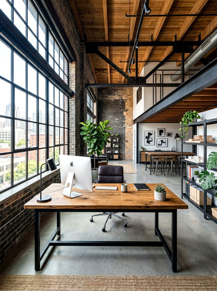 Industrial Loft Workspace - 30 zoom background office ideas