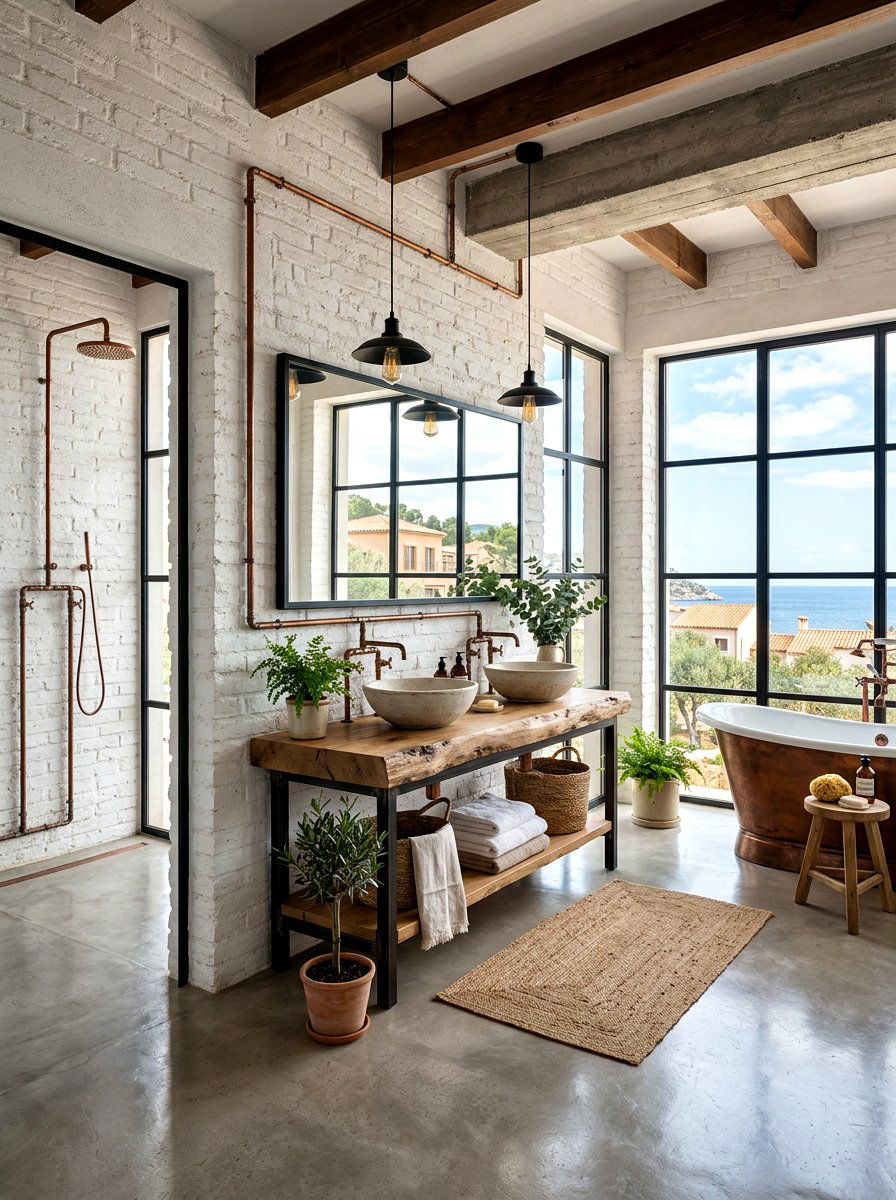 Industrial Mediterranean Fusion Bathroom - 30 Mediterranean bathroom ideas