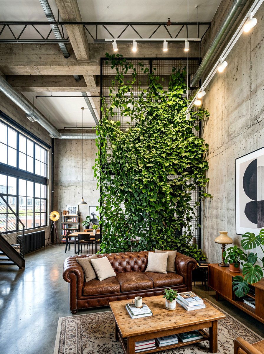 Industrial Mesh Green Wall - 30 green wall ideas