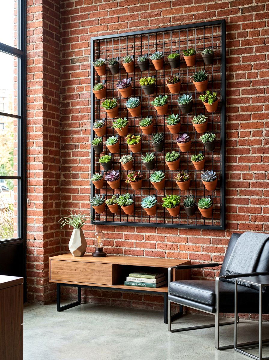 Industrial Mesh Succulent Wall - 30 vertical succulent garden ideas
