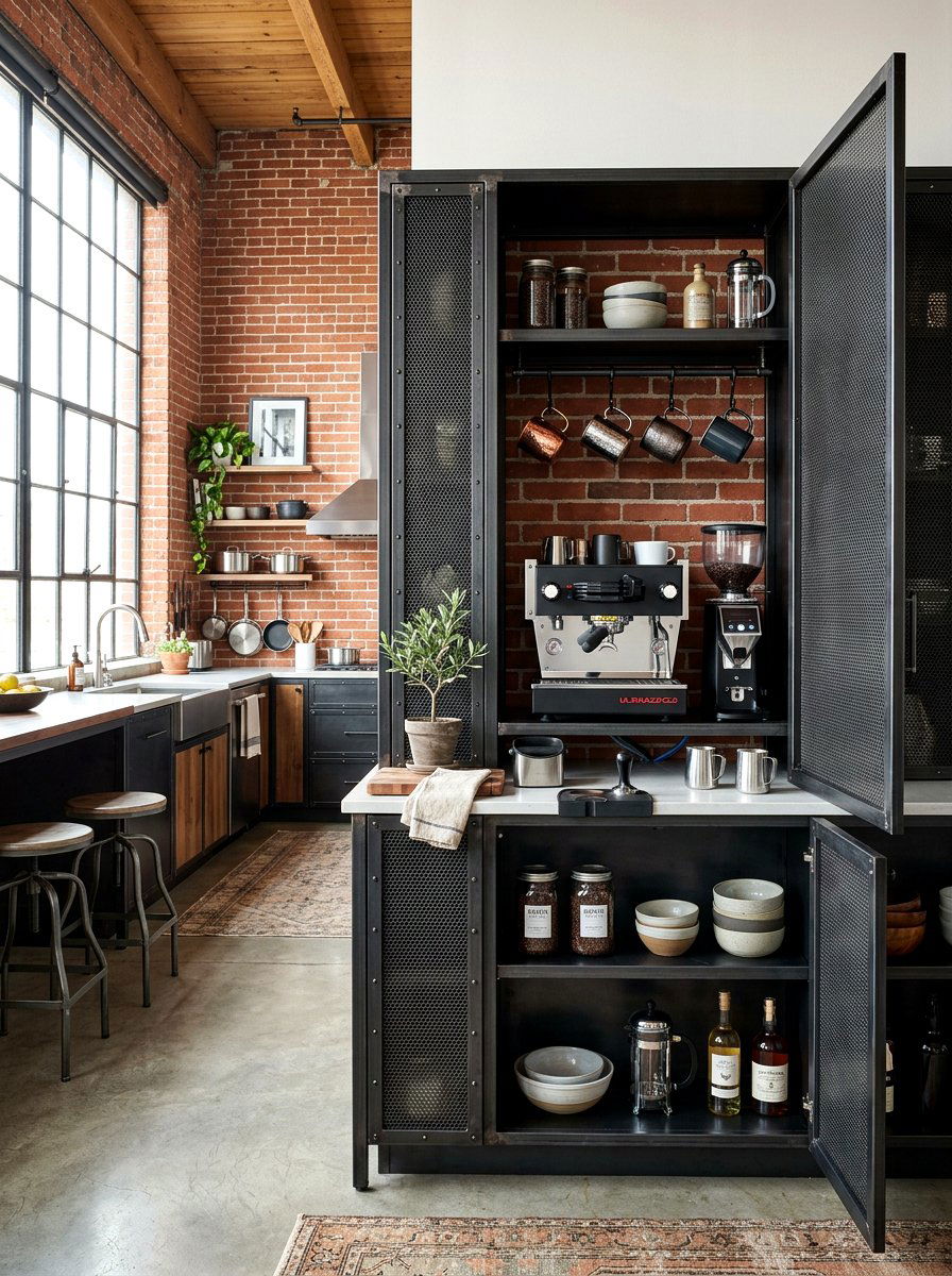 Industrial Metal Appliance Garage - 30 appliance garage coffee station ideas