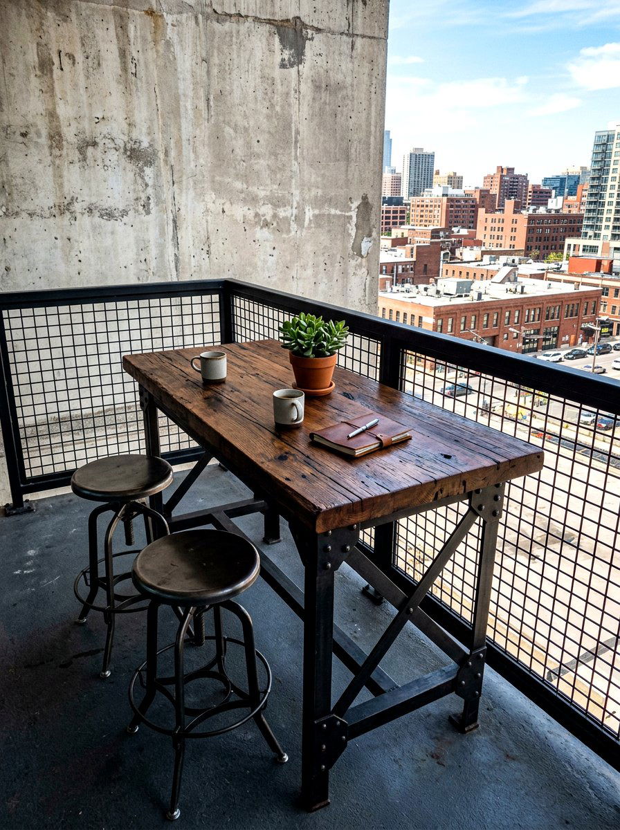 Industrial Metal Balcony Table - 30 balcony breakfast table ideas