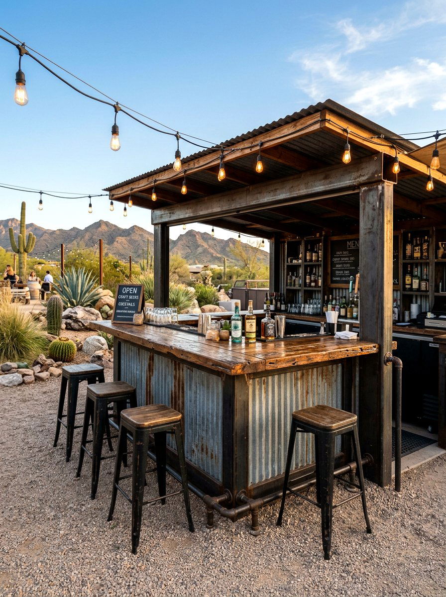 Industrial Metal Bar - 30 outdoor bar ideas