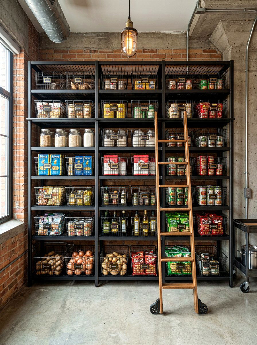 Industrial Metal Basket - 30 basket pantry organization ideas