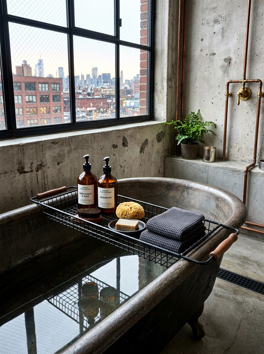 Industrial Metal Bath Tray - 30 bath tray styling ideas