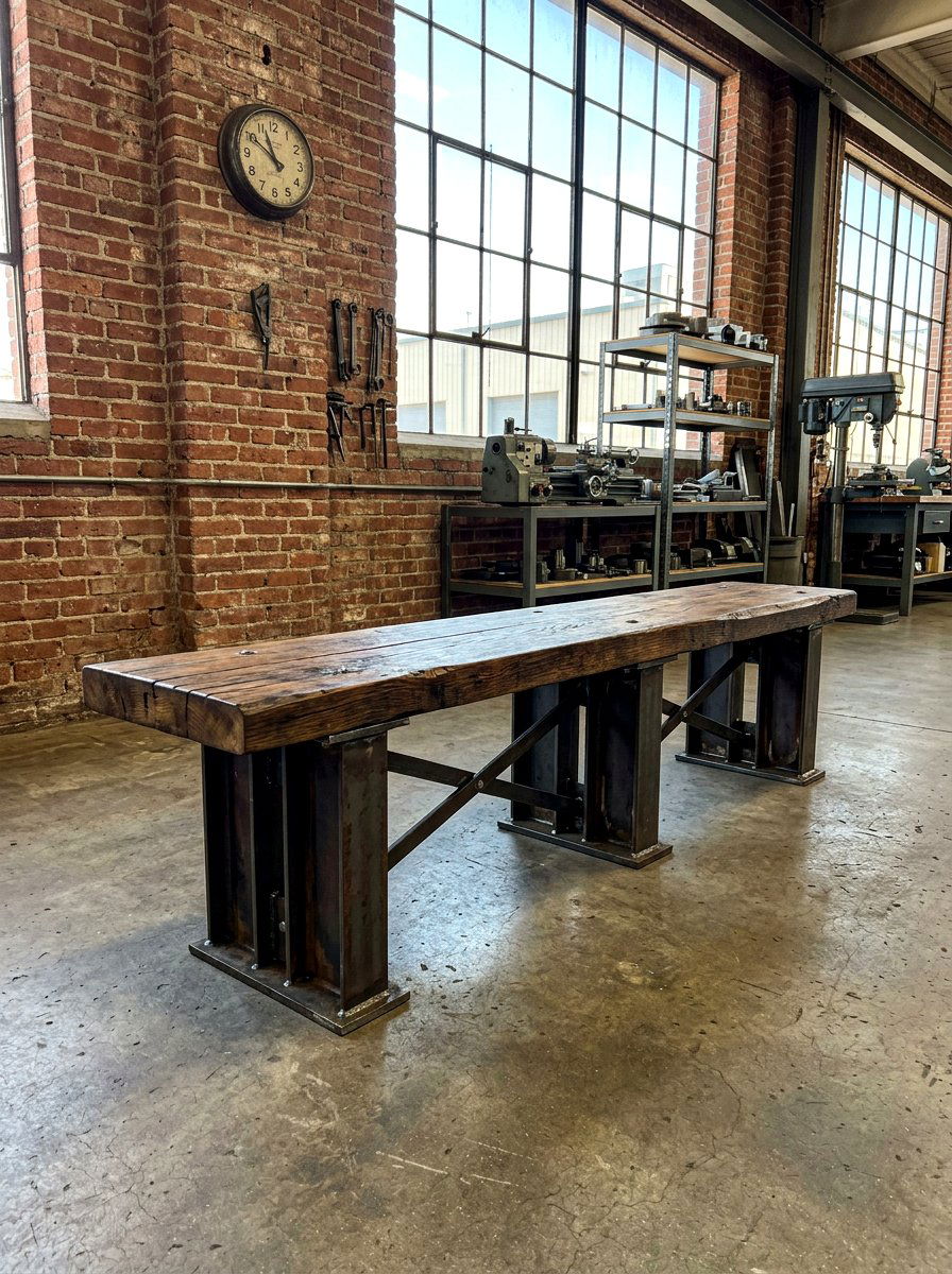 Industrial Metal Bench - 30 foyer bench seating ideas