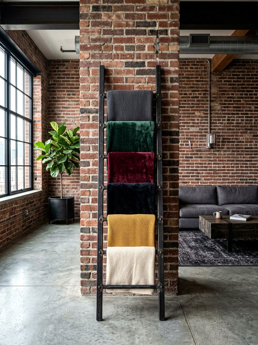 Industrial Metal Blanket Ladder - 30 blanket ladder ideas