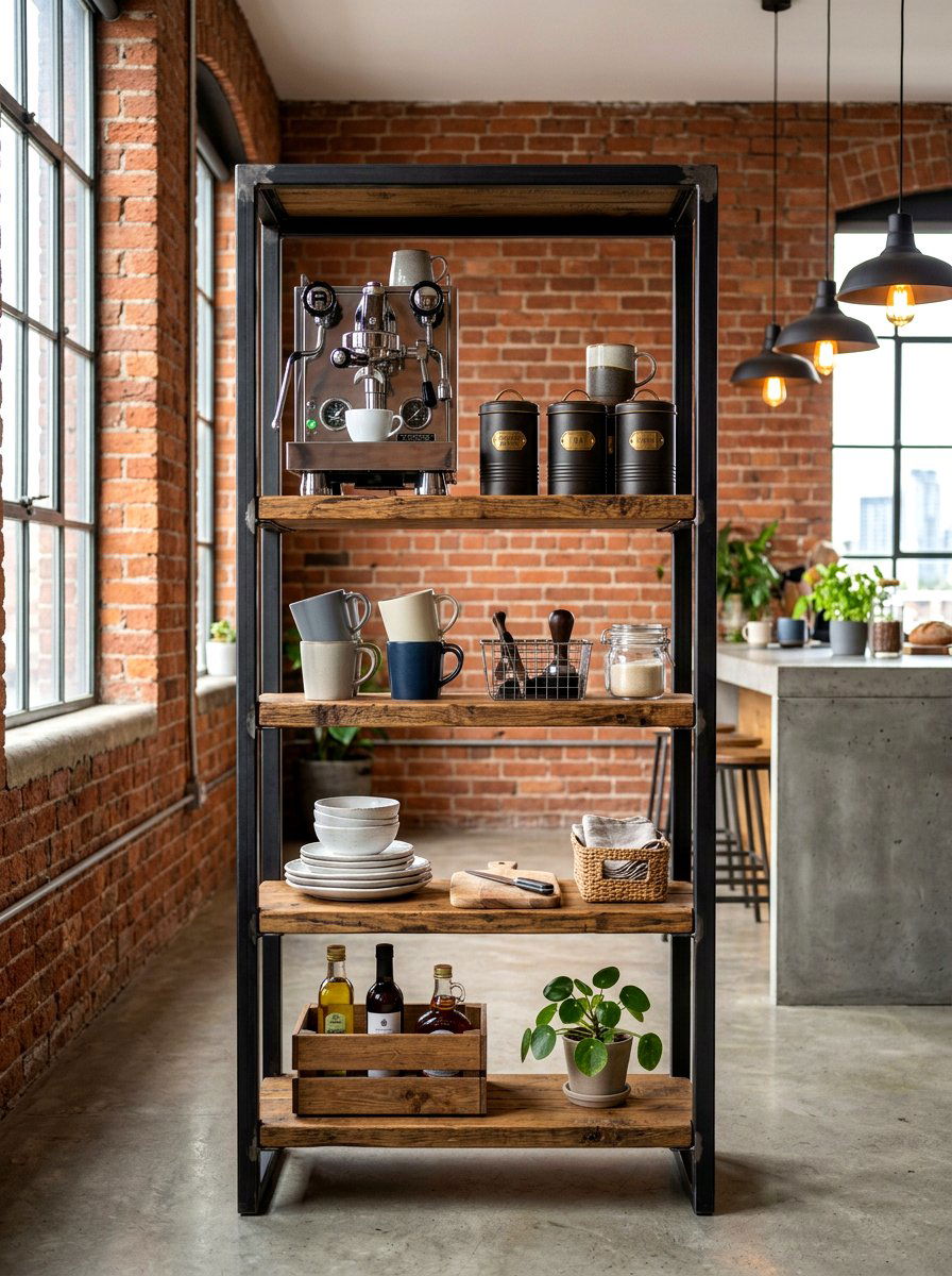 Industrial Metal Breakfast Rack - 30 built in breakfast station ideas