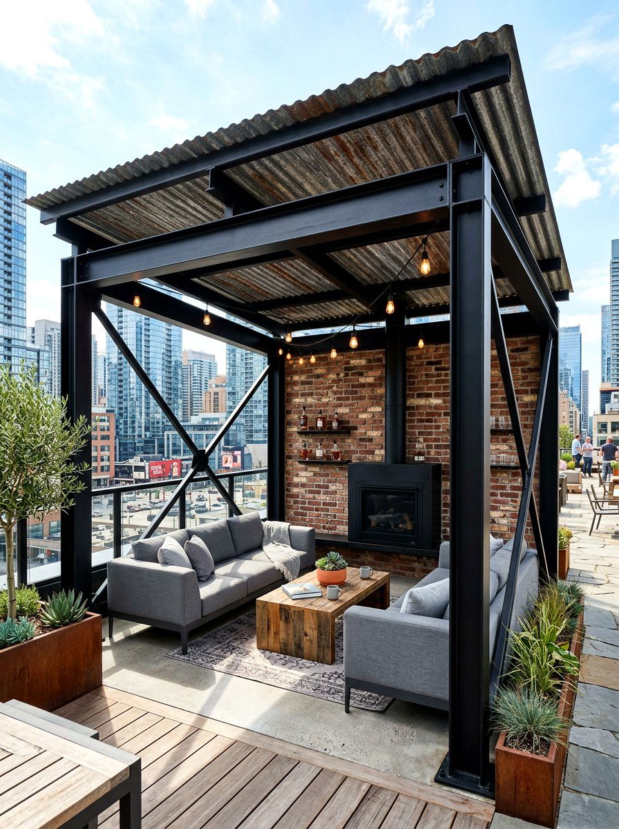 Industrial Metal Cabana - 30 pool cabana patio ideas