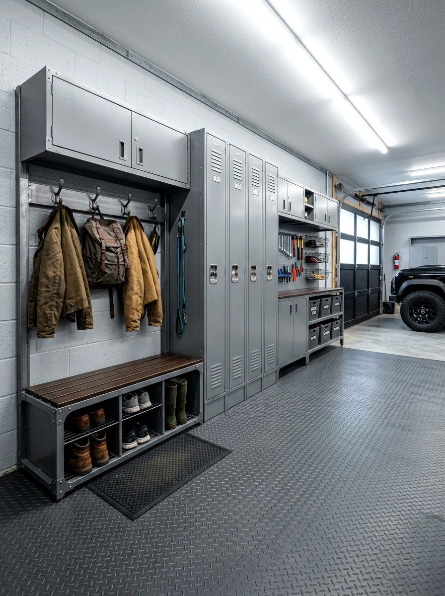 Industrial Metal Cabinet - 30 garage mudroom ideas