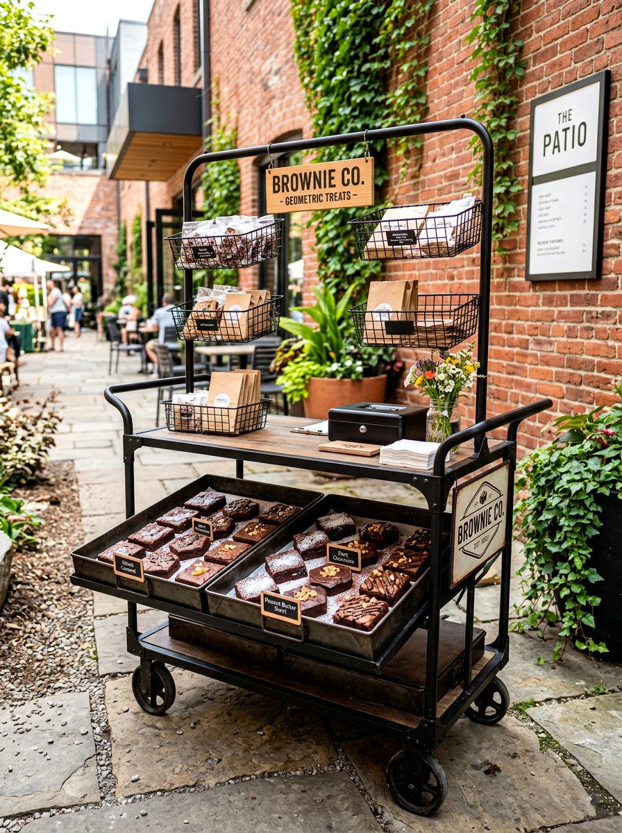Industrial Metal Cart Display - 30 outdoor dessert station ideas