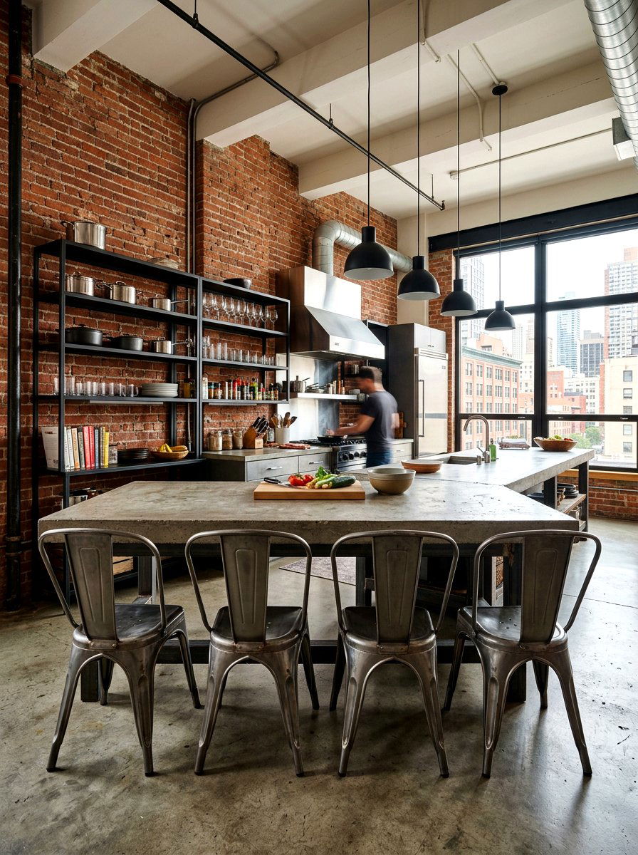 Industrial Metal Chairs - 30 kitchen island seating ideas