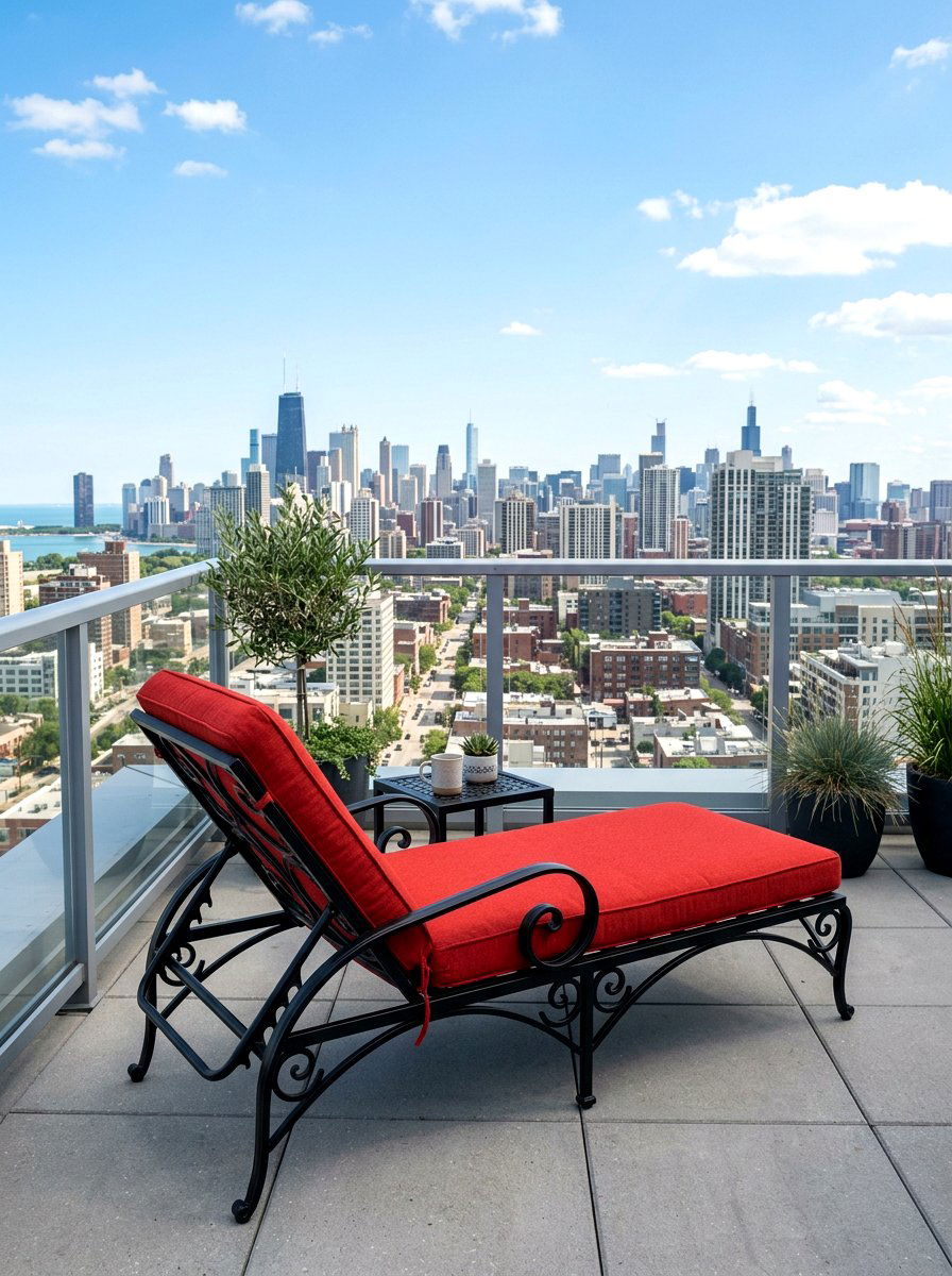 Industrial Metal Chaise - 30 chaise lounge patio ideas