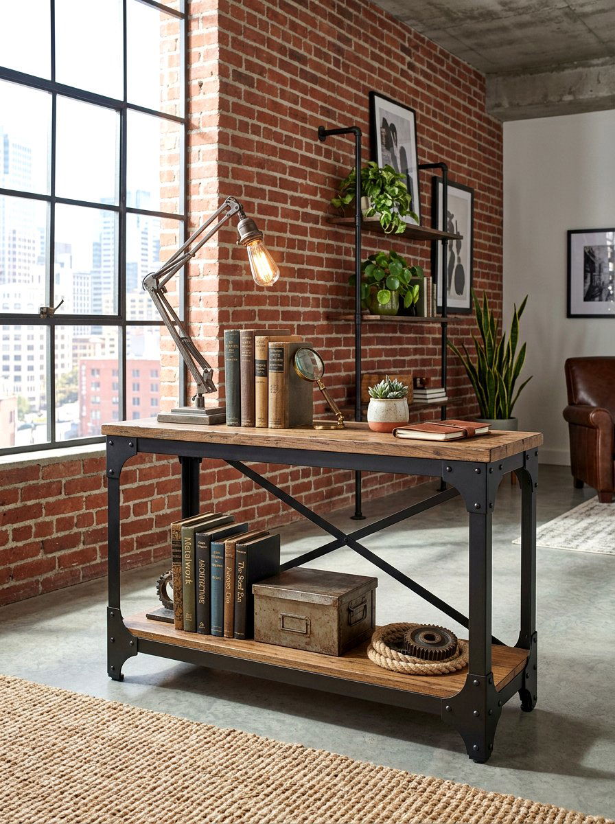Industrial Metal Console - 30 slim console apartment ideas