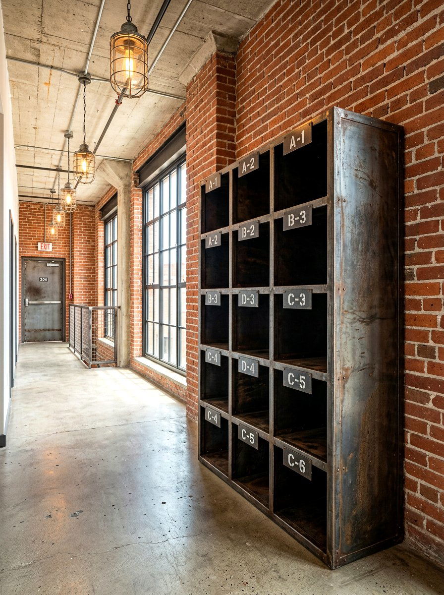 Industrial Metal Cubbies - 30 mail sorting cabinet ideas